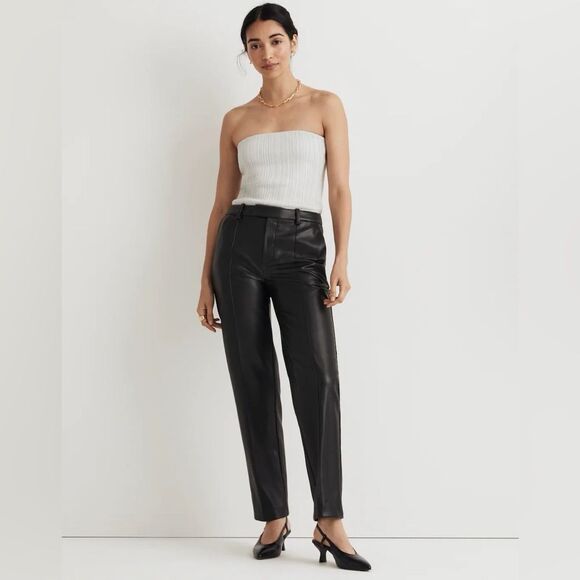 NWT Madewell x Aimee Song Slim Tapered Pants in Faux Leather - Picture 3 of 11